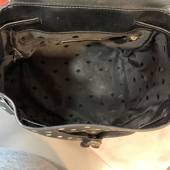 Kate Spade New York Minnie Mouse Drawstring Flap Backpack Black Dot Bow - Picture 11 of 13